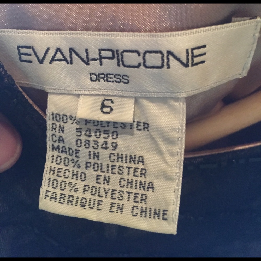 Host Pick! Evan Picone Beaded Black Cocktail Dress Size 6 - Picture 7 of 7